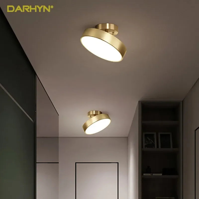 Modern LED Ceiling Lights Nodic Home Decor Accessories For Bedroom Living Dining Room Corridor Lamps Round Copper Decor Fixtures