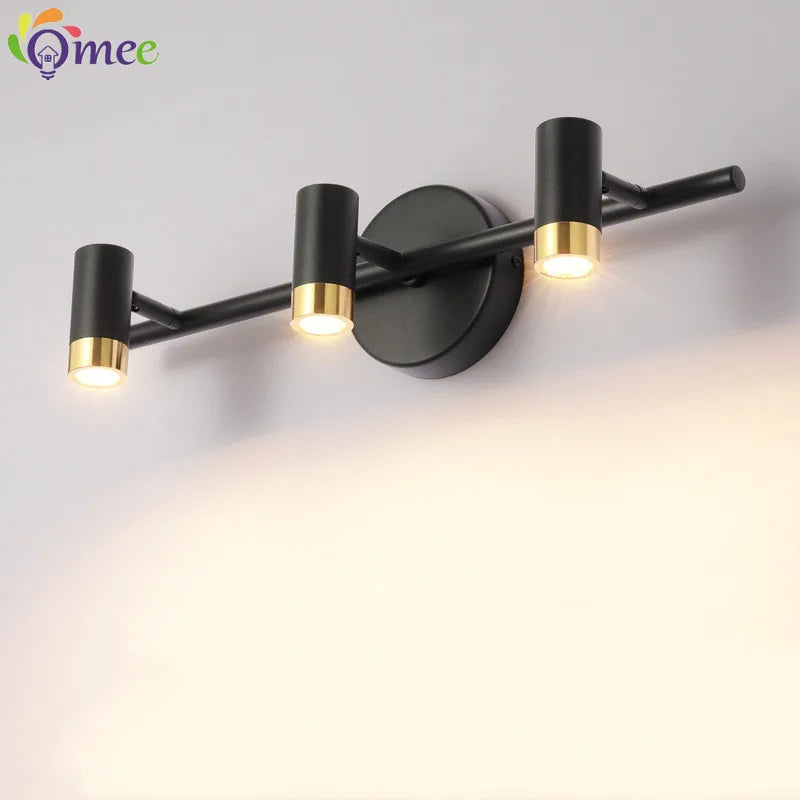 OMEE Modern LED Front Mirror Light Black or White Bathroom Makeup Wall Lamps Vanity Toilet Wall Mounted sconces Lighting Home