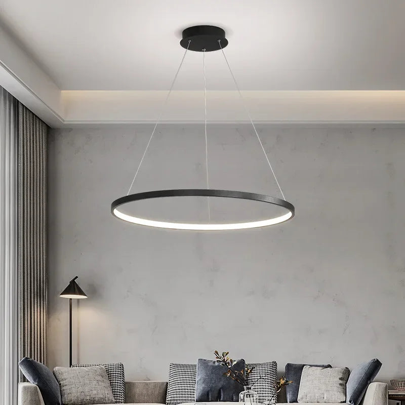 Modern LED Pendant Light For Living Dining Bedroom Villa Loft Hanging Ceiling Lamps Room Decor Ring Lamp Chandeliers Luster Lamp