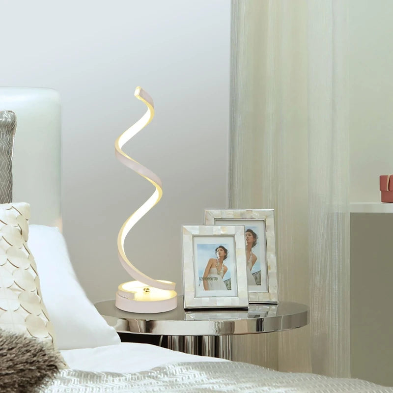 Spiral LED Table Lamp Bedroom Bedside Lamp Small Night Light for Home Study Decor Desk lamp EU/US/AU/UK plug