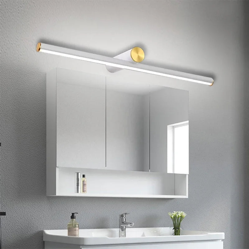 Nordic LED Mirror Front Lights Minimalist Black White Long Wall Lamps For Bathroom Vanity Mirror Cloakroom Indoor Illumination