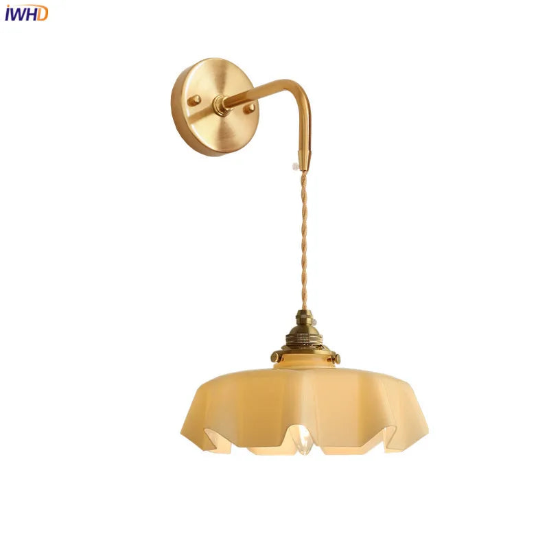 Milky Glass Copper LED Wall Lamp Sconce Living Room Stair Bathroom Mirror Light Nordic Modern Wandlamp Applique murale