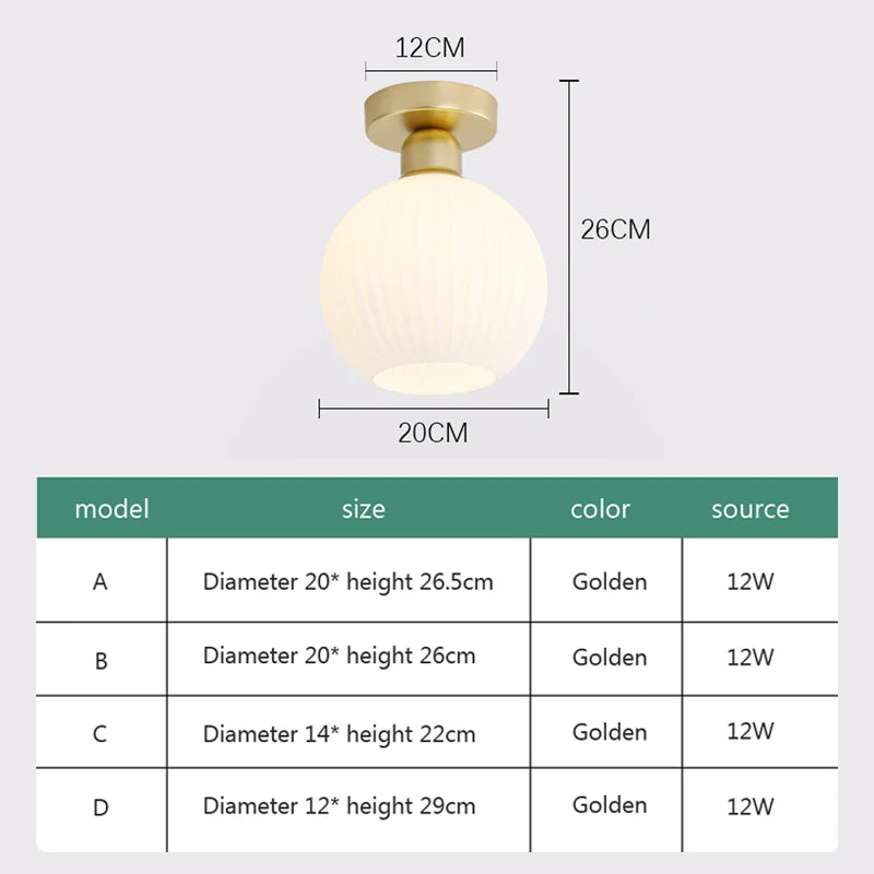 Nordic ceiling light glass lamp balcony home checkroom light luxury American simple corridor entrance hallway aisle light