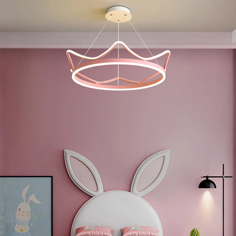 Nordic LED Crown Chandelier Suitable For Dining Room Bedroom Study Children Pendant Lighting Room Decorative Lighting Fixtures