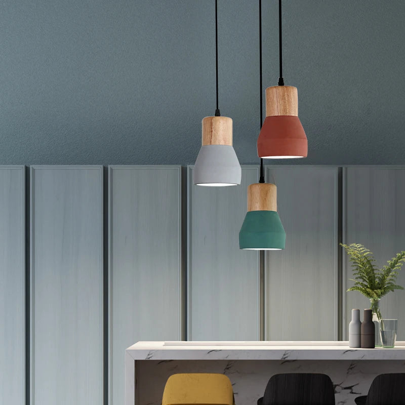 6 Colors Nordic Modern LED Pendant Lamp Beside Bedroom Aisle Balcony Dinning Living Room Lights 4W Cement Hanging Light