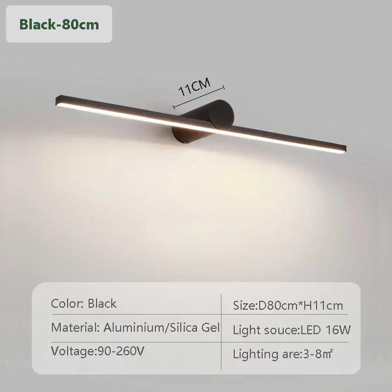 Modern LED Wall Lamp 40/50/60/80/100cm Mirror Lighting Long Strip Light For Bathroom Washroom Mural Decor Lamp HomeLamp Lustre