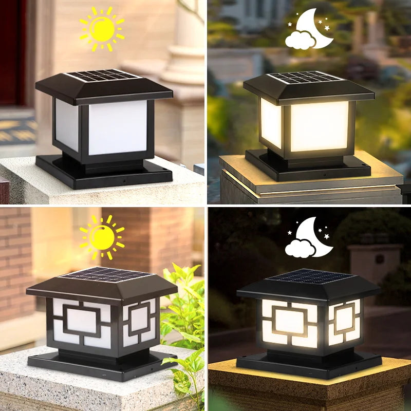 Waterproof Solar Outdoor Lights LED Classical Style Pillar Lamp Remote Control Night Light For Garden Landscape Led Solar Light