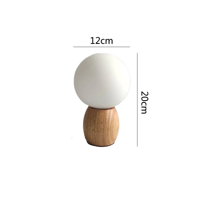 Nordic Wood table lamp milk white glass ball decor Bedroom bedside lamp Study Children's eye protection warm LED desk lamp