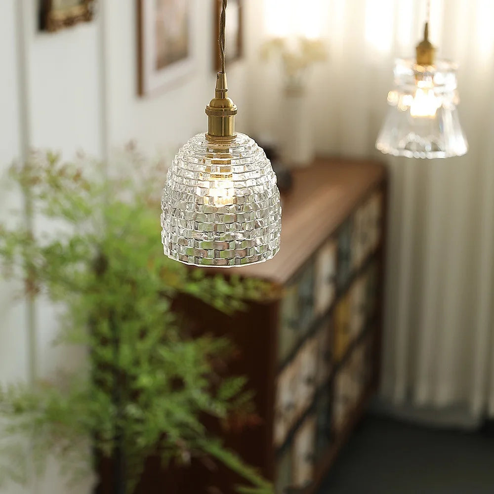 Clear Glass LED Pendant Lights For Home Indoor Decor Copper Socket Bedroom Living Room Light Nordic Modern Hanging Lamp