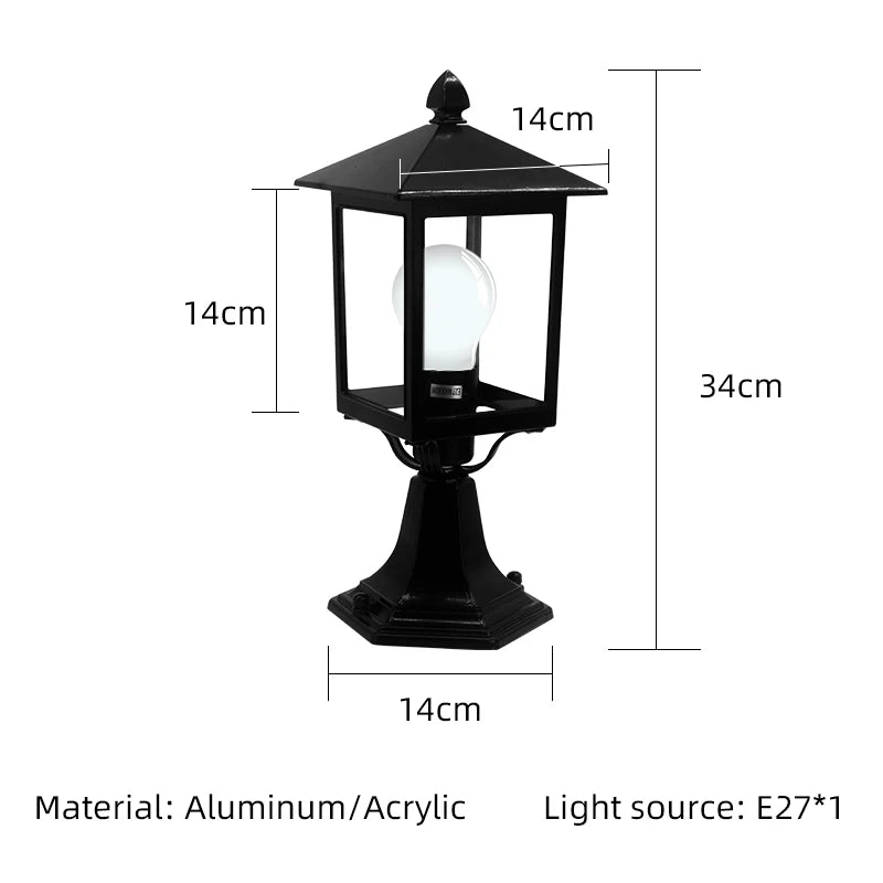 Modern European Style Column Lamp Cast Aluminum Acrylic Waterproof LED Outdoor Lamp Villa Garden Lamp Gate Black Lawn Lamp