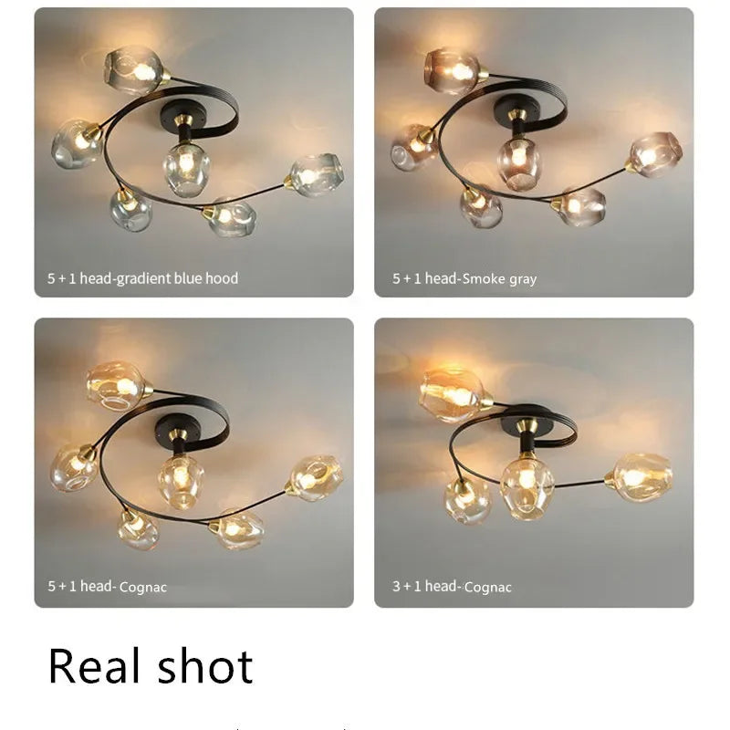 Nordic Minimalist LED Ceiling Light Modern Molecular Glass Lamp Living Room Dining Kitchen Bedroom Lighting Fixtures