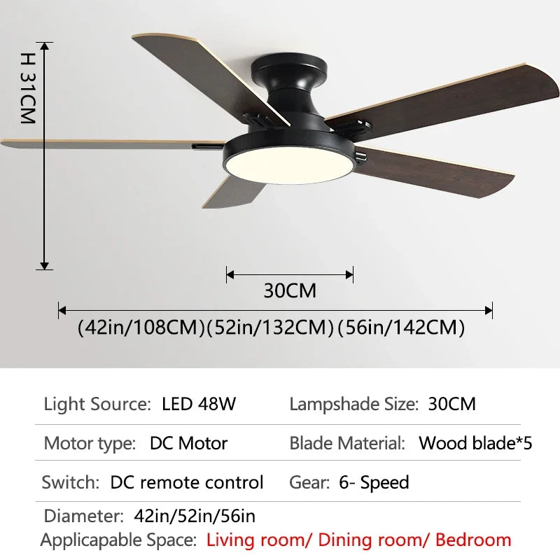 56Inch Fan Llights 2023 Year New Style Low Floor Ceiling Fan Light Living Room Indoor With Fan Chandelier 110V 220V