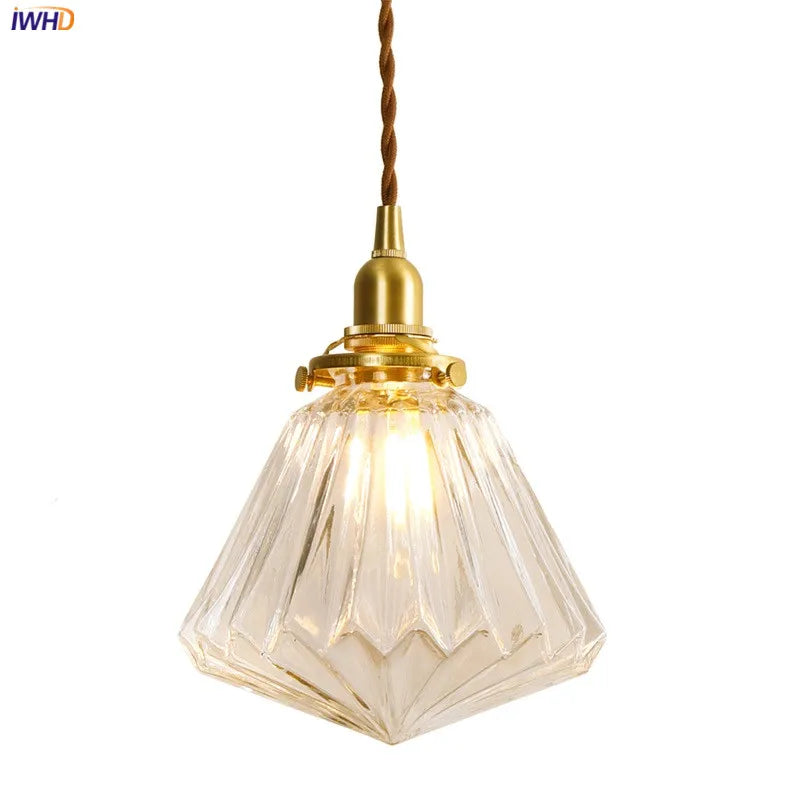 Nordic Modern LED Hanging Lights Fixtures Glass Lampshade Copper Socket Home Indoor Decor Japan Style Pendant Lamp