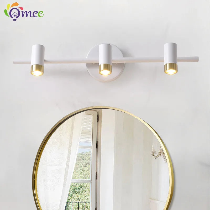 OMEE Modern LED Front Mirror Light Black or White Bathroom Makeup Wall Lamps Vanity Toilet Wall Mounted sconces Lighting Home