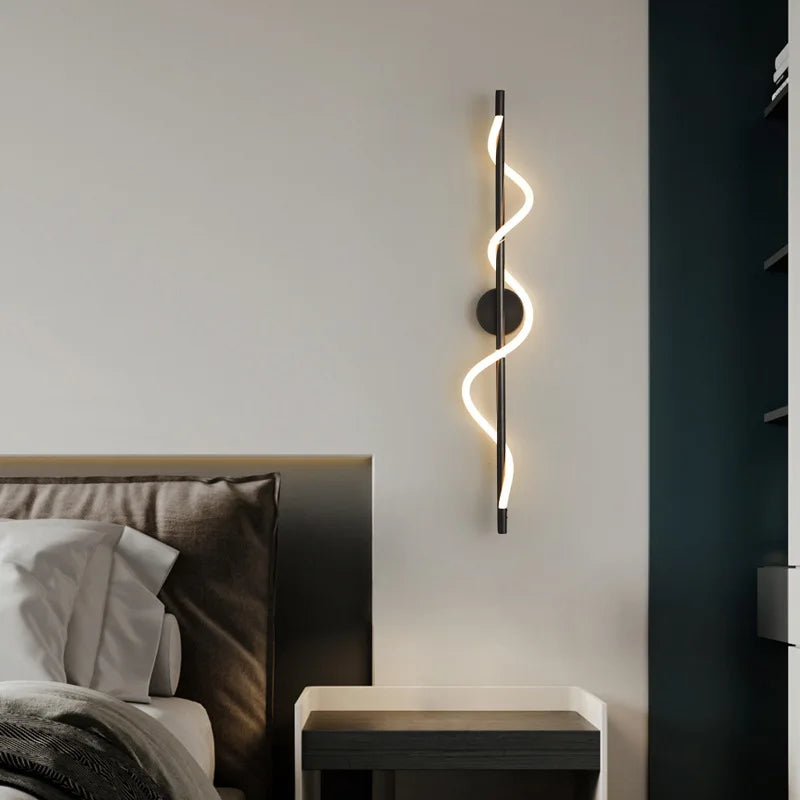 Wall Lamp LED Modern Black/Gold Music Note Spiral Wall Sconce For Bedroom Living Room Study Hallway Stairway Home Decor Lighting