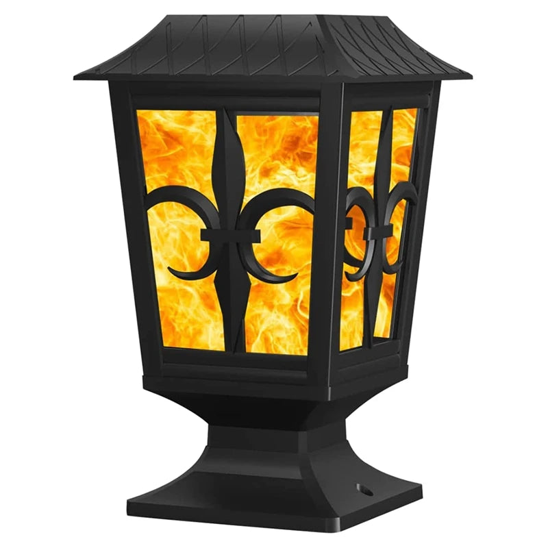 Solar Post Light,Flickering Flame Post Cap LED Lamp,For Outdoor Deck Fence 4X4 5X5 6X6 Post Top Garden Patio Yard