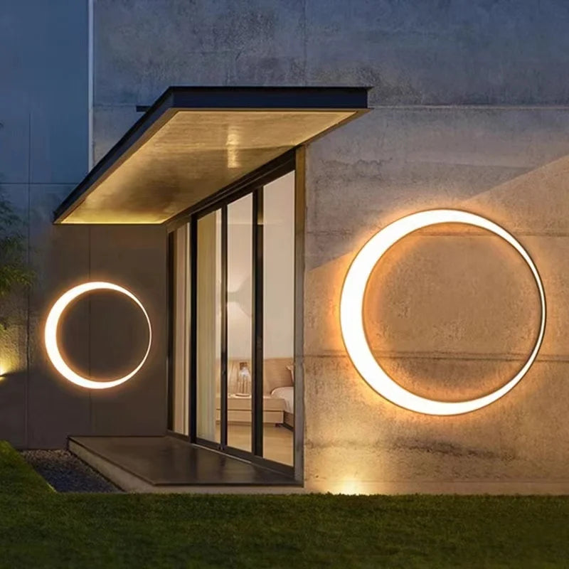 Modern wall light, outdoor patio light, Moon, ip65, waterproof, creative porch trim, round light, 110v220v stainless steel