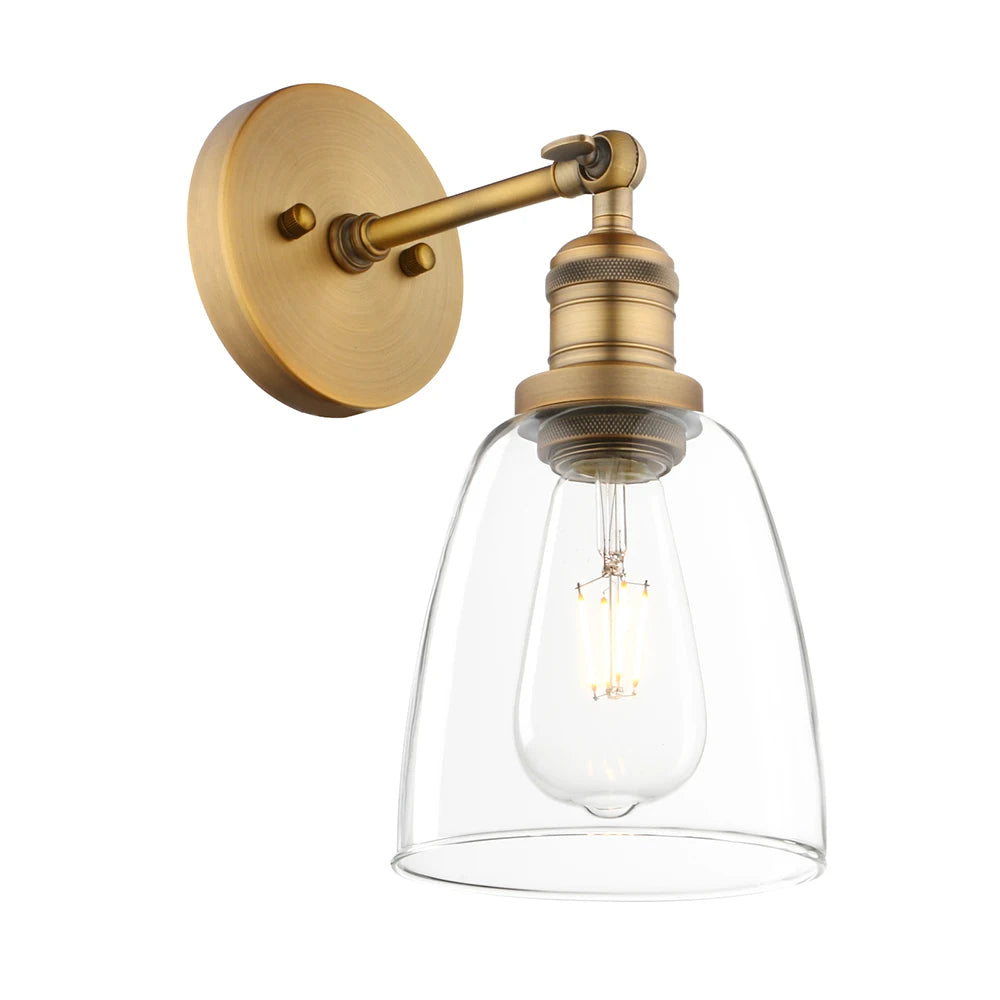 Industrial Vintage Single Sconce with Oval Cone Clear Glass Shade 1-Light Wall Sconce Wall Lamp