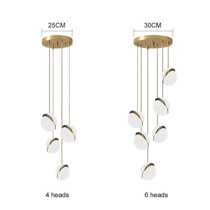 Luxury Modern Pendant Chandelier Lights For Home Hotel Lobby Stairs Decor Dining Room Restaurant Hanging Lamp Ball Lampshade