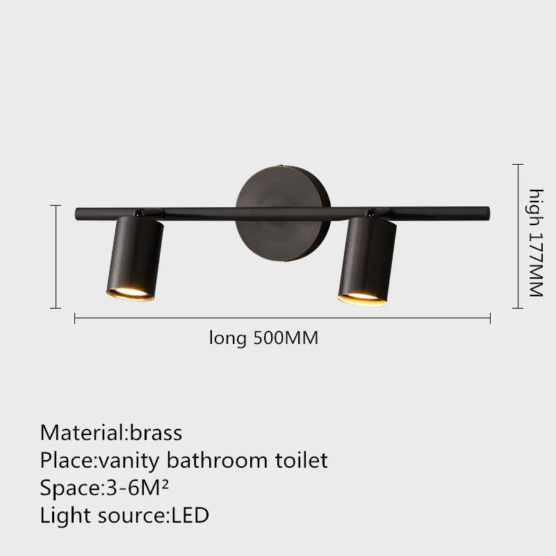 Modern Brass  Mirror Front Light LED 3 Color Black Copper Sconce Light Classic Creative Dresser Bathroom  Mirror Front Light