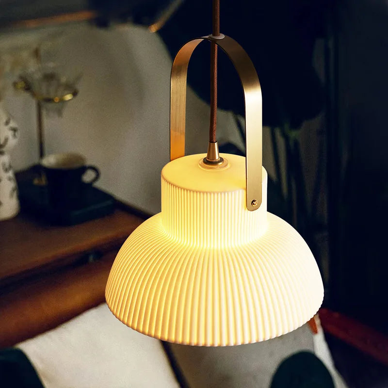 Japanese Style Ceramic LED Pendant Lights Fixtures Bedroom Dinning Living Room Beside Lamp Nordic Modern Hanging Light