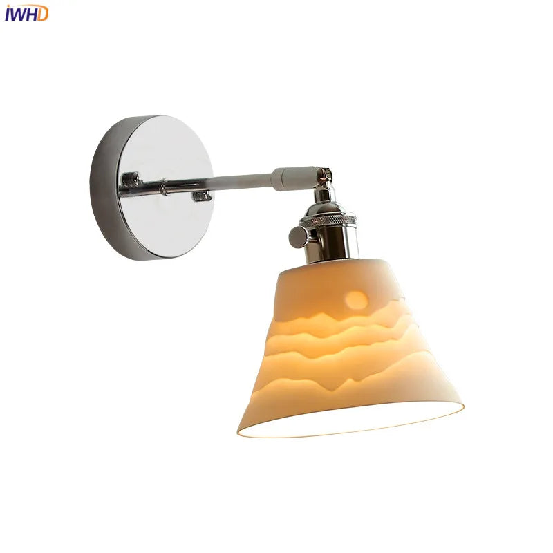 Iron Metal Silver LED Wall Light Sconce Switch On The Socket Bedroom Bathroom Mirror Stair Ceramic Wandlamp Lampara Pared