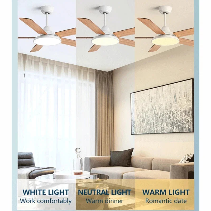 42/52/56Inch 5-leaf wooden fan pendant light DC 32w Moter Ceiling Fan Light With Remote Control Adjustable Wind Speed 110V 220V