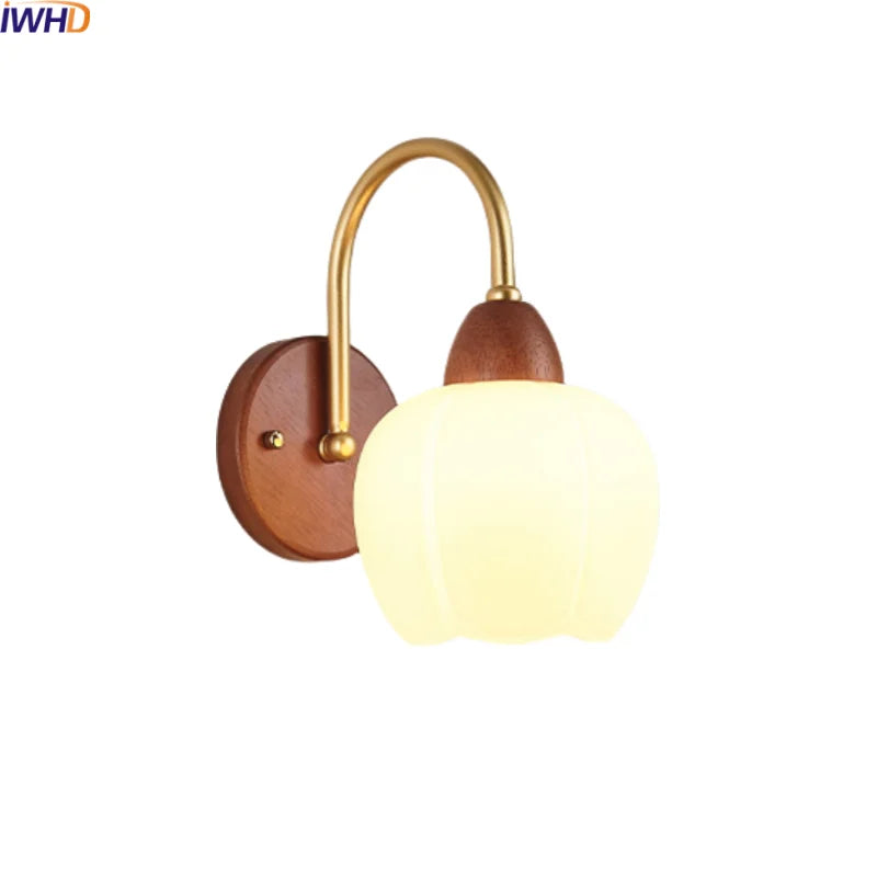 Wood Glass LED Wall Light Fixtures Lighting For Living Room Bedroom Balcony Nightlights Modern Bedside Lamp Luminaria