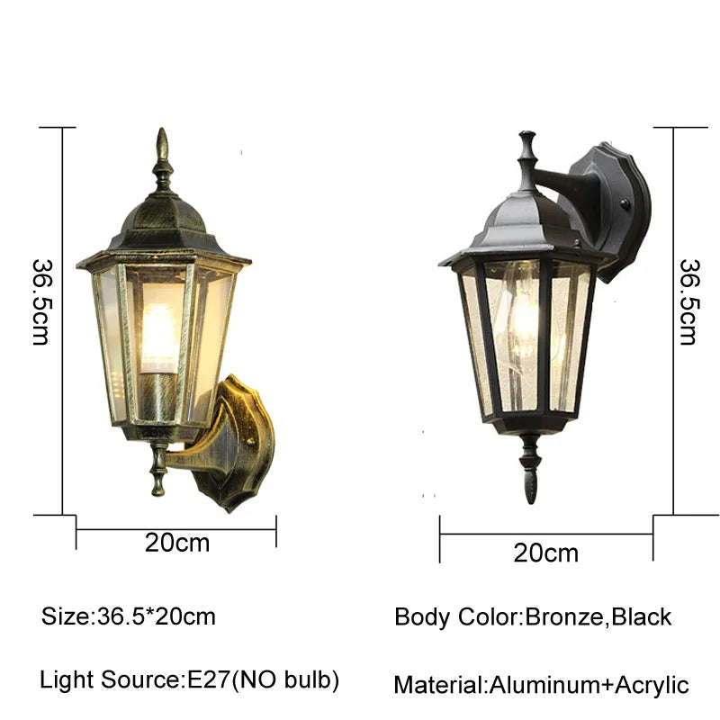 Europe Style Retro E27 Wall Lamp Courtyard Garden Outdoor Waterproof Lighting Aisel Stairs Residential Balcony Porch Fixtures