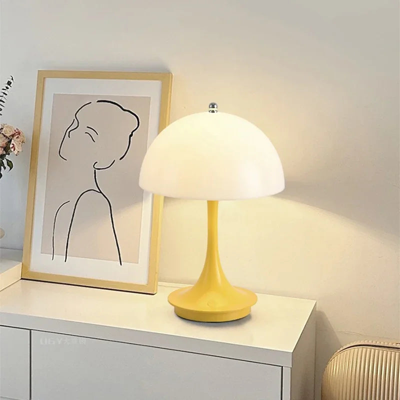 LED Mushroom Small Table Lamp Portable USB Charging Touch Dimmable Indoor Study Bedroom Bedside  Flower Bud LED Desk Lamp