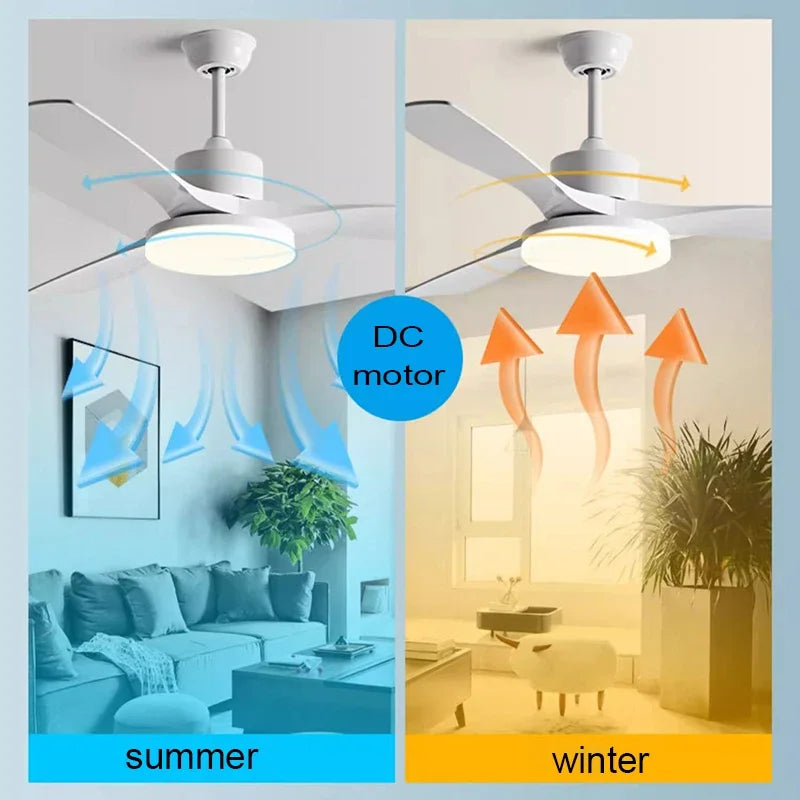 52 inch Modern DC Ceiling fan with light and Remote Control for Living room dining room bedroom Strong winds Electric fans