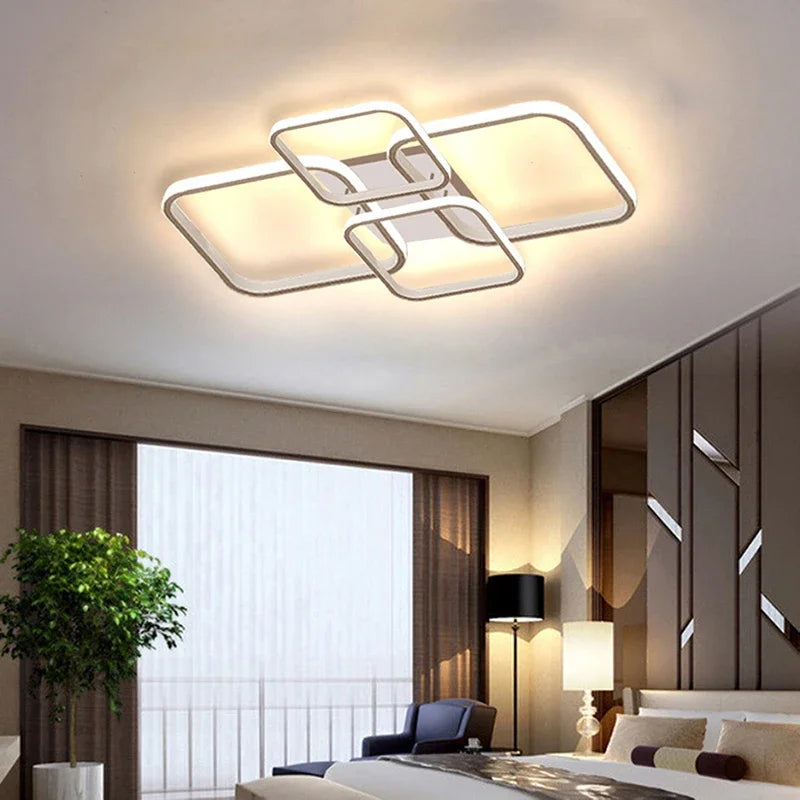 Modern LED Ceiling Light 4 Rings Black White Home Decor Lamp For Bedroom Living Room Restaurant Hotel Indoor Led Lighting Lustre