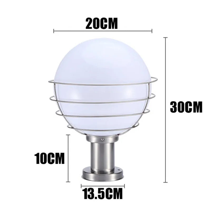 Outdoor ball shape column light white creative garden lamp fence residential corridor yard E27 lights