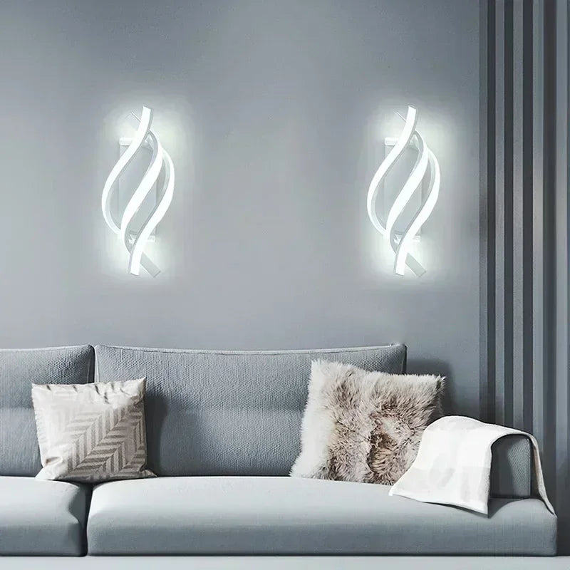 Modern LED Wall Light Spiral Wall Lamp Curved Aluminum Design For Living Aisle Bedroom Bedside Home Decor Indoor Sconce Lighting