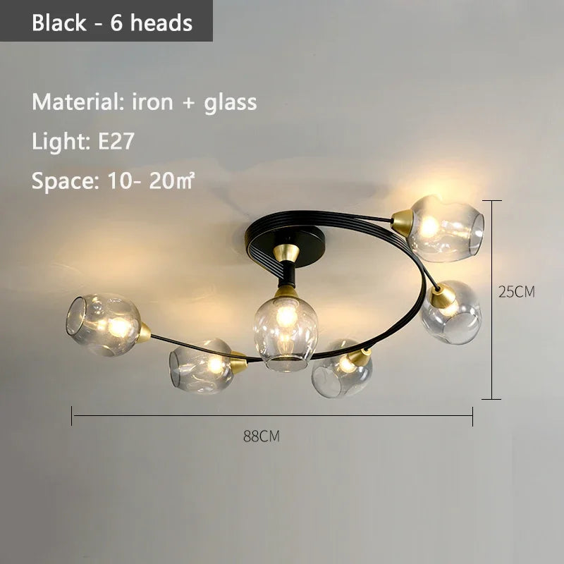 Nordic Minimalist LED Ceiling Light Modern Molecular Glass Lamp Living Room Dining Kitchen Bedroom Lighting Fixtures