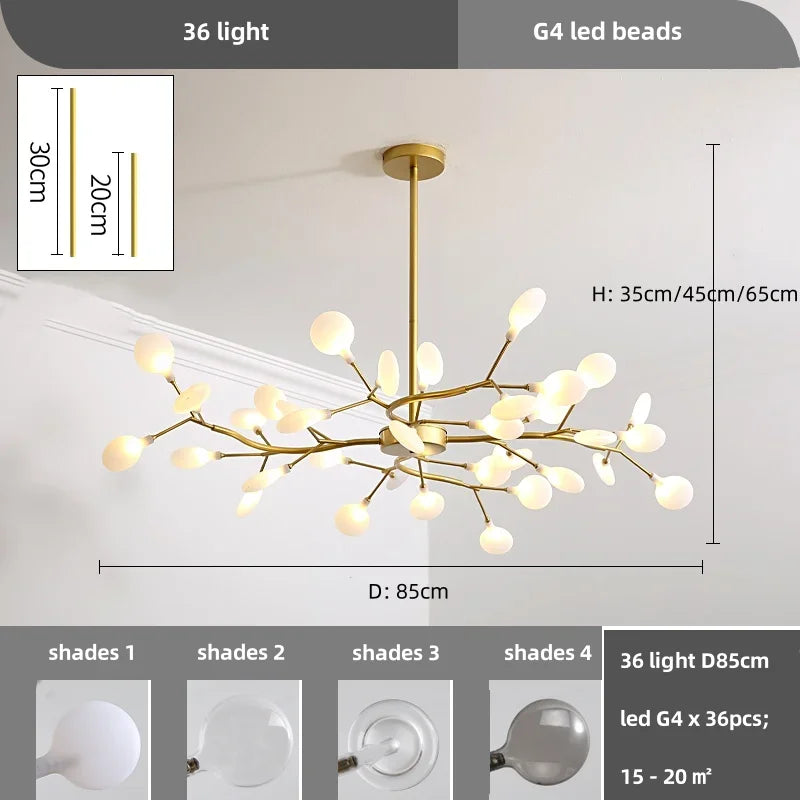 Nordic G4 Led Chandelier Lighting Modern Branch Pendant Light Living Room Gold / Black Led Luminarias Art Decor Indoor Lighting