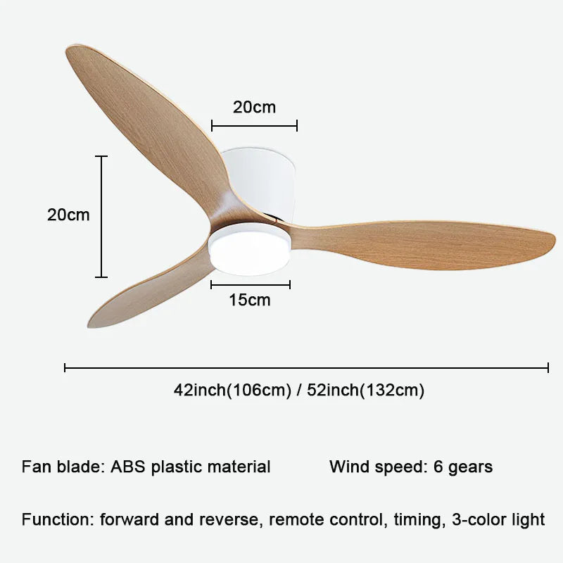 Nordic 52 Inch Ceiling Fan Lights LED Ceiling Fan Lamp Bedroom Restaurant Home Decor Low Floor Nordic Electric Fan Ceiling Lamp