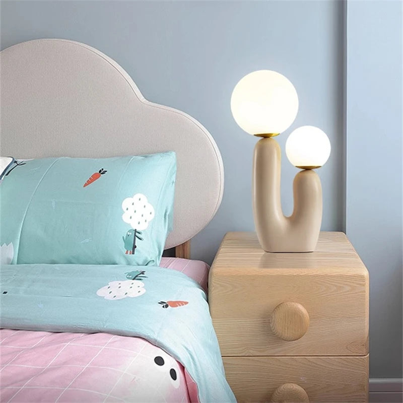 Nordic children's room bedroom bedside lamp creative art table lamp decoration model room living room double head table lamp