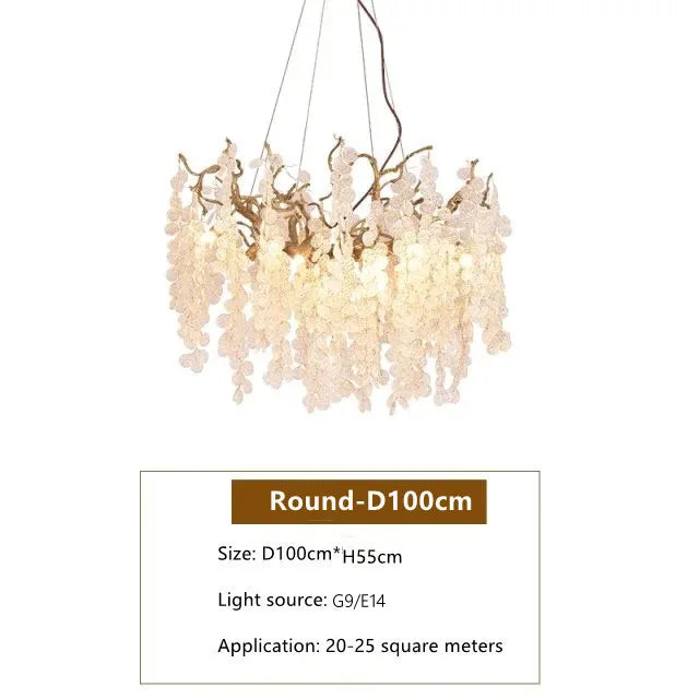 Light luxury crystal living room ceiling chandelier French restaurant modern atmosphere bedroom luxury shop money tree lamp