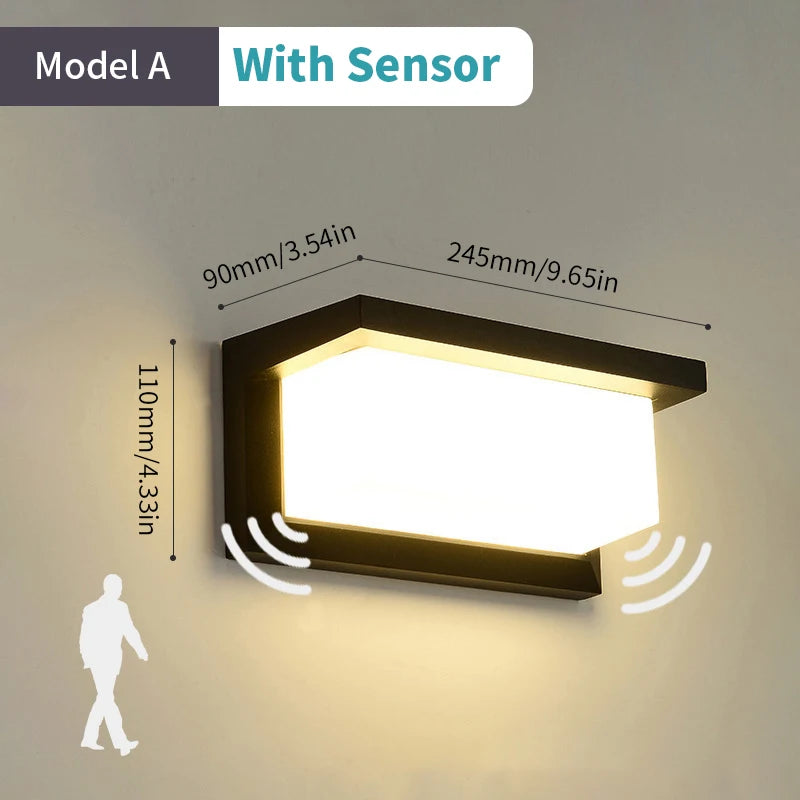 LED Wall Lamp Light AC85-265V 16W Motion Radar Sensor Cold White Warm White ABS Waterproof Modern For Indoor Outdoor Home Decor