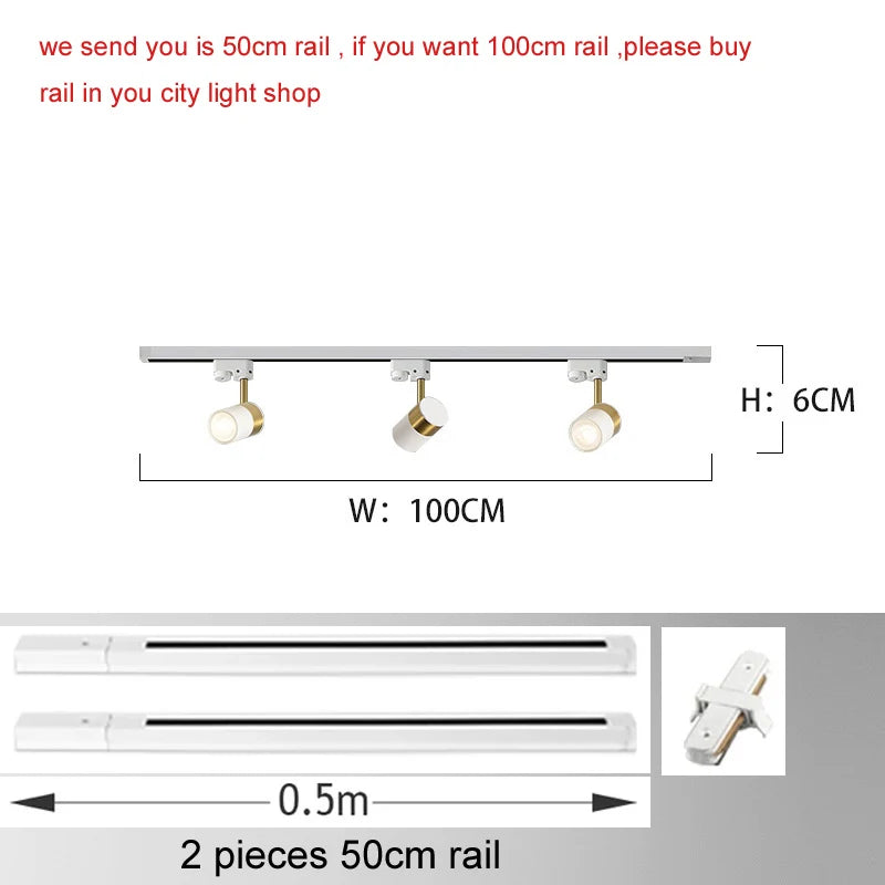 Track Light Spotlight GU10 Replaceable Bulb Led Ceiling Lighting 110-265V Track Lamp Rail Lighting for Living Room Shop Kitchen