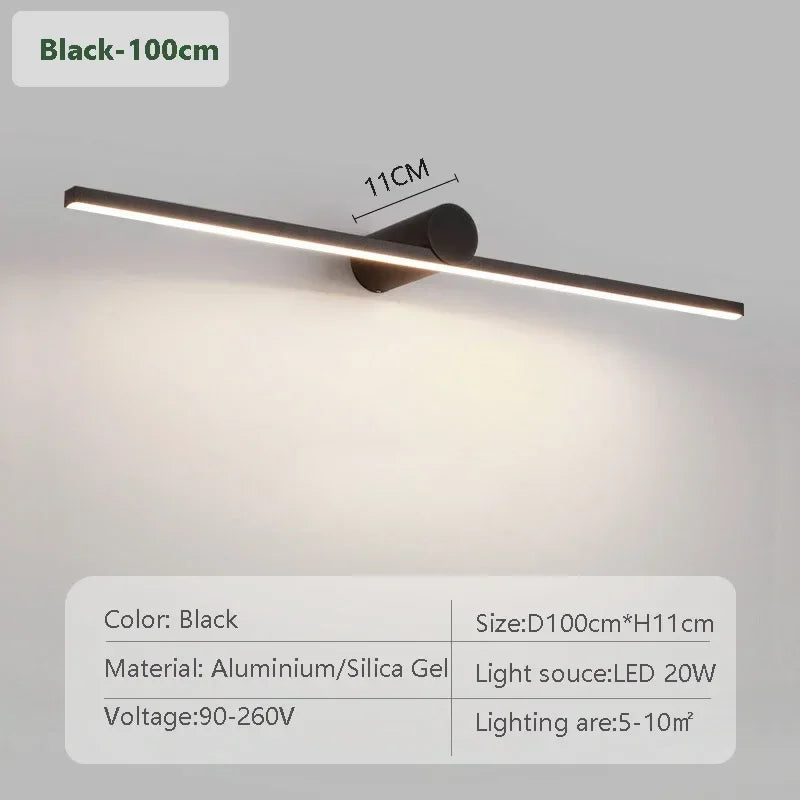 Modern LED Wall Lamp 40/50/60/80/100cm Mirror Lighting Long Strip Light For Bathroom Washroom Mural Decor Lamp HomeLamp Lustre