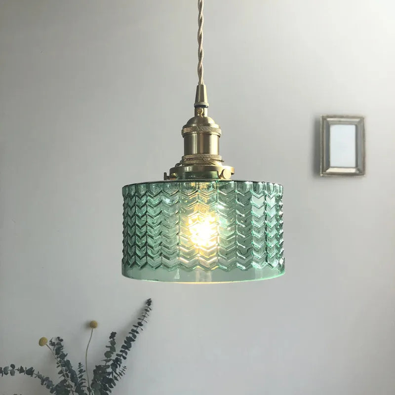 Green Glass LED Hanging Light Fixtures Copper Socket Bedroom Bathroom Living Room Nordic Modern Pendant Lamp Luminaira