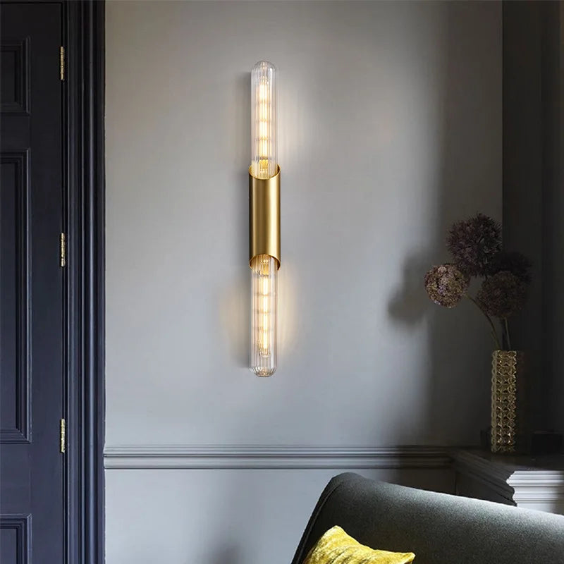 Modern Long LED Wall Lamp Foyer Bedroom Sconce Aisle Dining Room Lighting Clear White Glass Gold Black Copper Iron Dropshipping