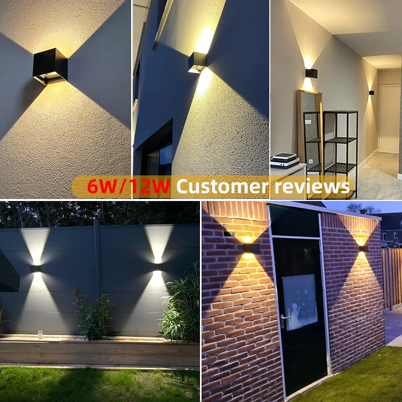 Aluminum LED Wall Lamp Outdoor Waterproof IP65 Interior Wall Light 12W24W Porch Garden Lights Living Room Street Stairs Lighting