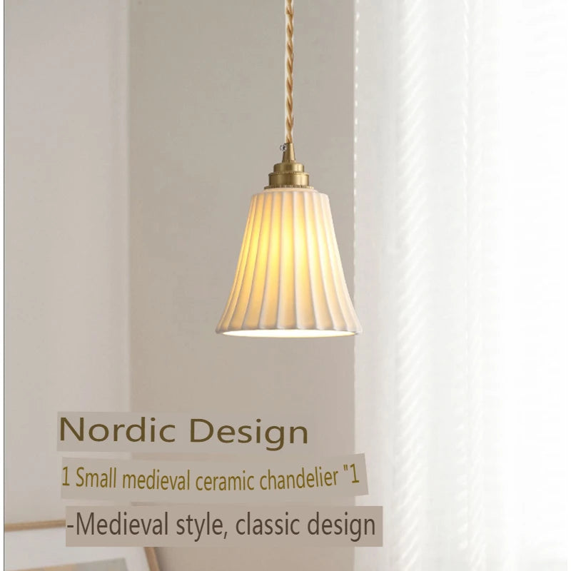 Fumi White Ceramic Pendant Light Elegance Nordic Hanging Lamp Brass Finish  Minimalist Style Ceiling Hanging Lamp for Kitchen Is