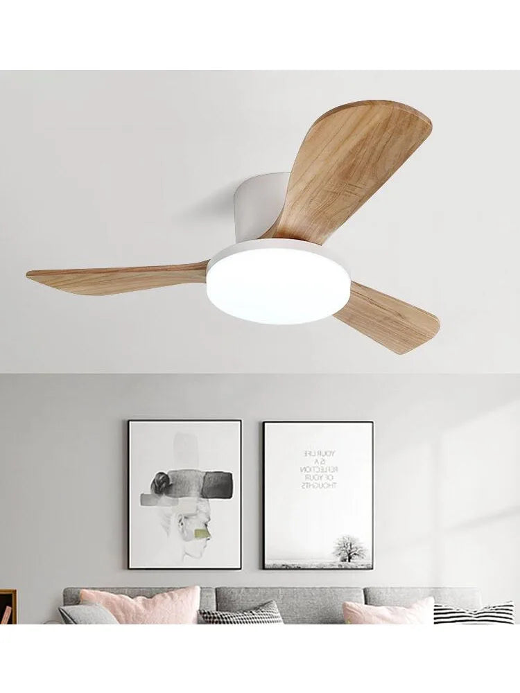 Wood Ceiling Fans With Light 42 52 Inch DC 35W Led Light Remote Control Living Bedroom Ceiling Fan With Lights 220V 110V Fans