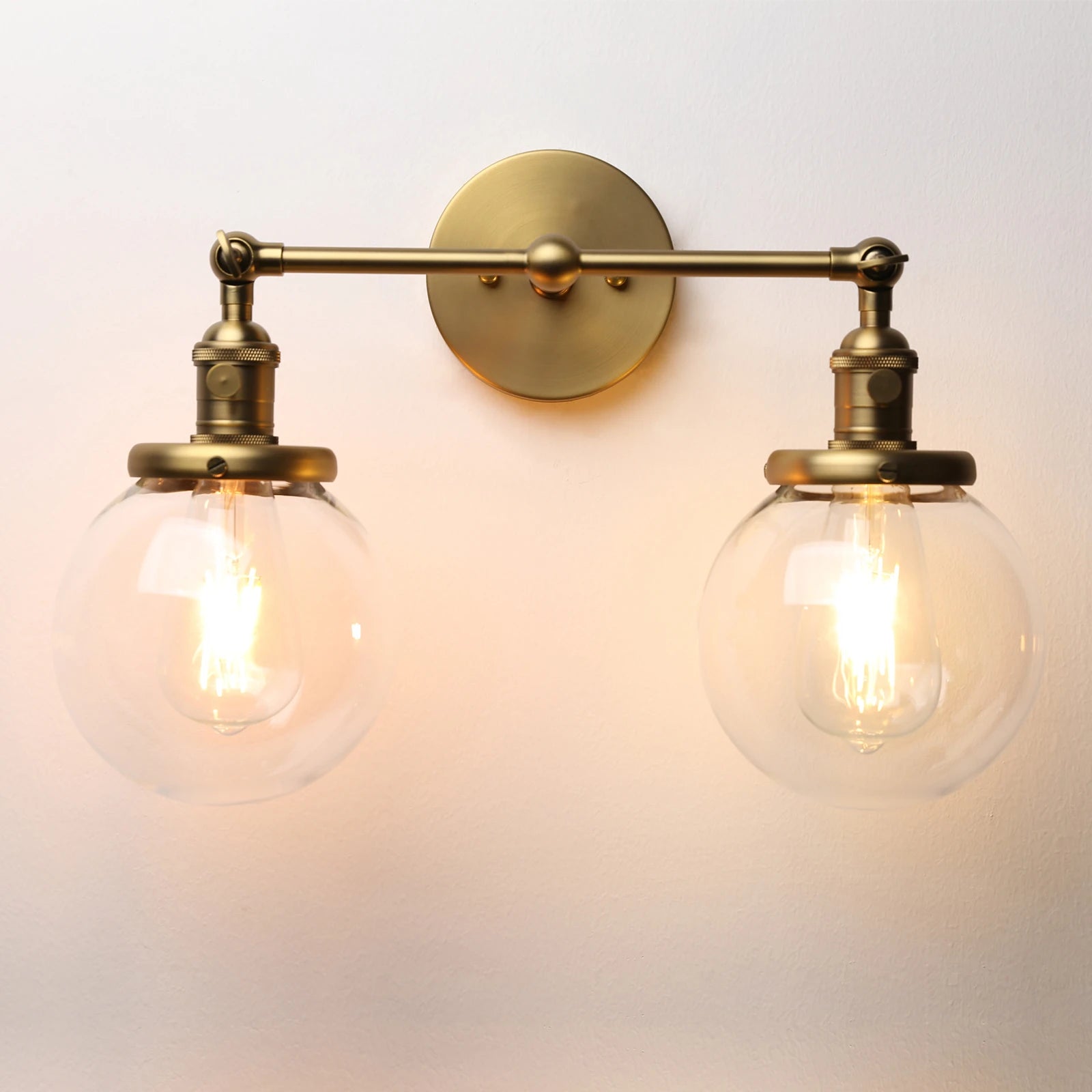 Modern Bedroom Wall Lights Stair Wall Lamp Sconce 5.9'' Globe Glass Double Ball Heads Vintage Indoor Lighting Fixtures