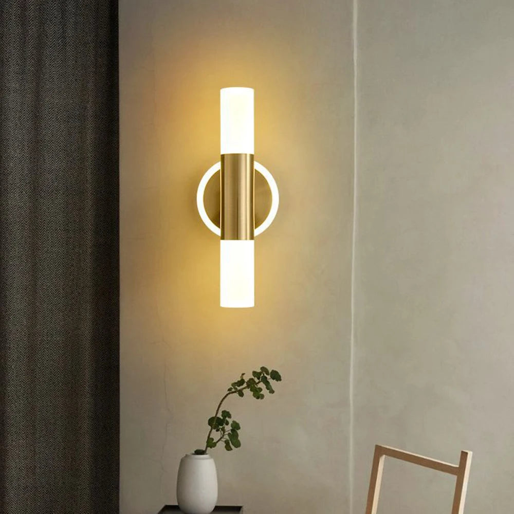 Wirring  Modern LED Wall Light Minimalist  Wall Lamp for Aisle Stair Bedroom Bedside Balcony Indoor Gold Two End Light Source