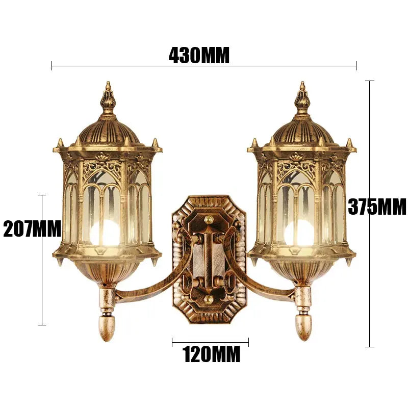 European Style Double Heads Outdoor Wall Lamp  Exterior Wall Wall Lamp Retro Villa Waterproof Courtyard Balcony Wall Lamp